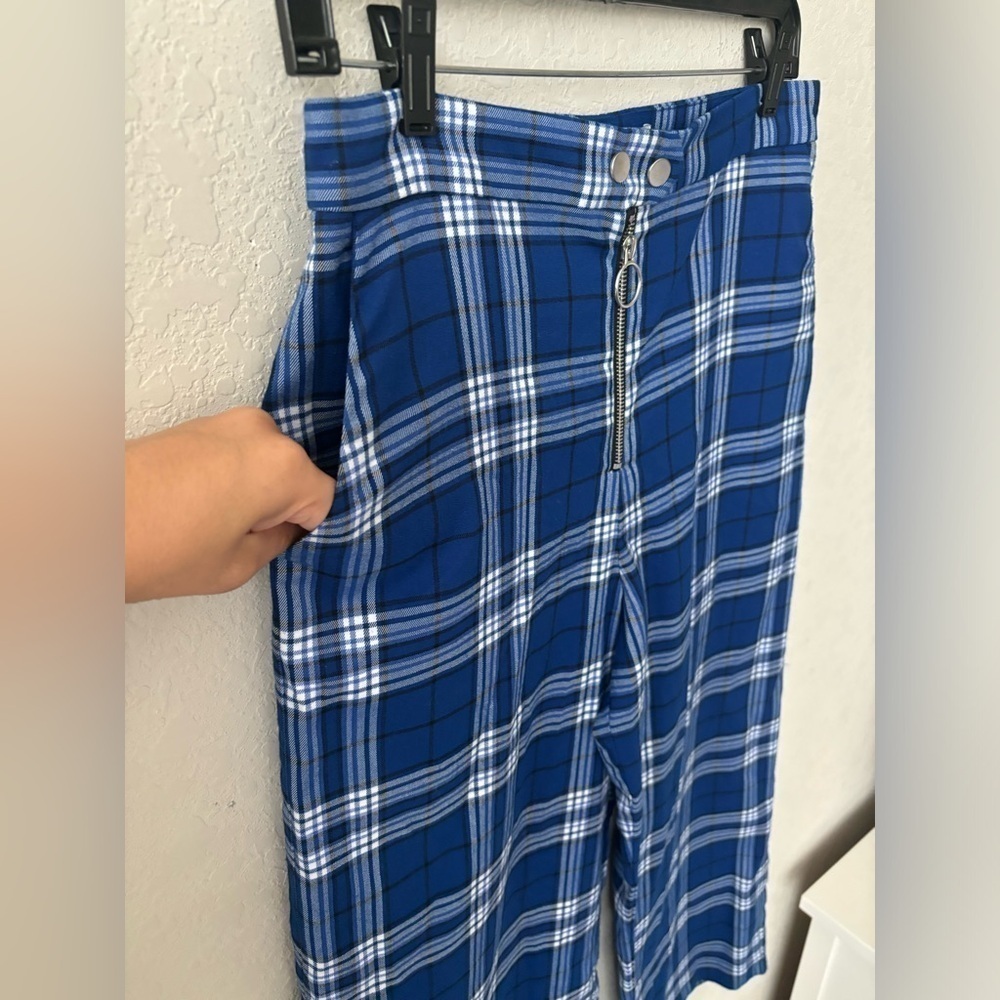 UO Daisy Plaid Zip-Front Wide Leg Pant size 8 - Picture 10 of 11